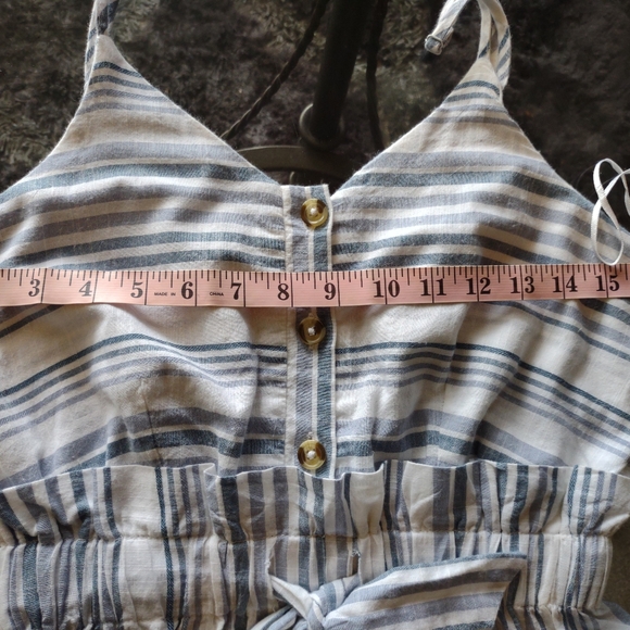 Japna Blue & White Striped Spaghetti Strap Dress Size M - Picture 11 of 11